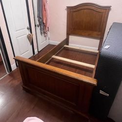 Saolid Wood Twin Bed — $300 With Mattress / $250 Bed Only (2 Available)