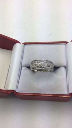 14k White Gold Diamond Fashion Ring Size 7