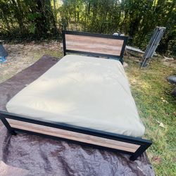 Queen Size Bed Frame And Mattresses $150 Perfect Conditions 