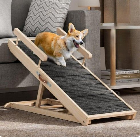 Dog/Pet Ramp for Bed, Couch, Car, Folding Ramp~44.48" Long~Height Adjustable from 15"-22"~To 200Lbs