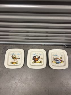 Vintage Hand Painted Majolica Wall Plates Set of 3 - Game Birds / Ducks (11")