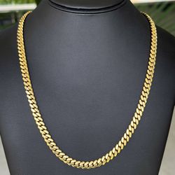 Jewelry 14k solid Yellow Gold Cuban link 24.00” Chain necklace 89.60 grams 7.00mm 