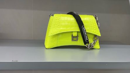 Balenciaga Fluorescent Yellow Leather Shoulder Bag