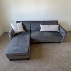 Velvet Couch With Collapsible Back For Bed