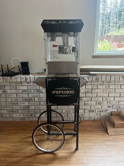 Popcorn Machine with Rolling Cart Stand