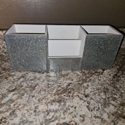 Silver Glitter Make Up Brushes Or Office Desk