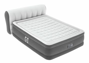 Sealy Air Mattress Queen with Built-in Pump, Headboard, 18 in. Height, Wave Beam Design, 661 lb Capacity - Tritech Airbed with Carry Bag