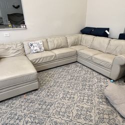 White Leather sectional sofa couch $400