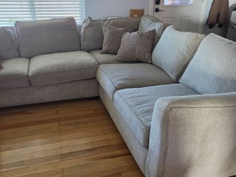 Gray Fabric L-Shaped Sectional Sofa