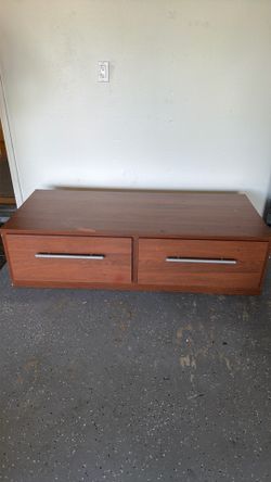 Mid-Century Modern Low TV Stand / Media Console with 2 Drawers