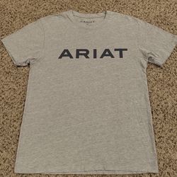 Ariat Mens T Shirt Grey Size M Medium Short Sleeve Cotton Spell Out