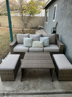 Outdoor Patio Sofa Coffee Table And Ottomans