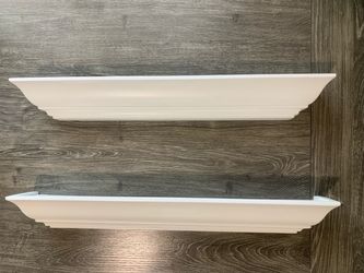 White Floating Wall Shelves – Set of 2