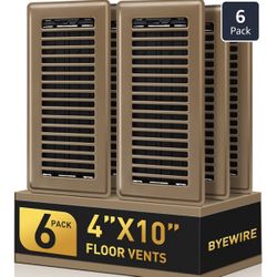 6 pack Floor Register 4x10, Floor Vent Covers for Home Floor, Sidewall, Heavy Duty Steel Brown