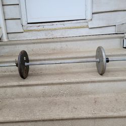 BARBELL WITH 50LBS STEEL WEIGHTS 