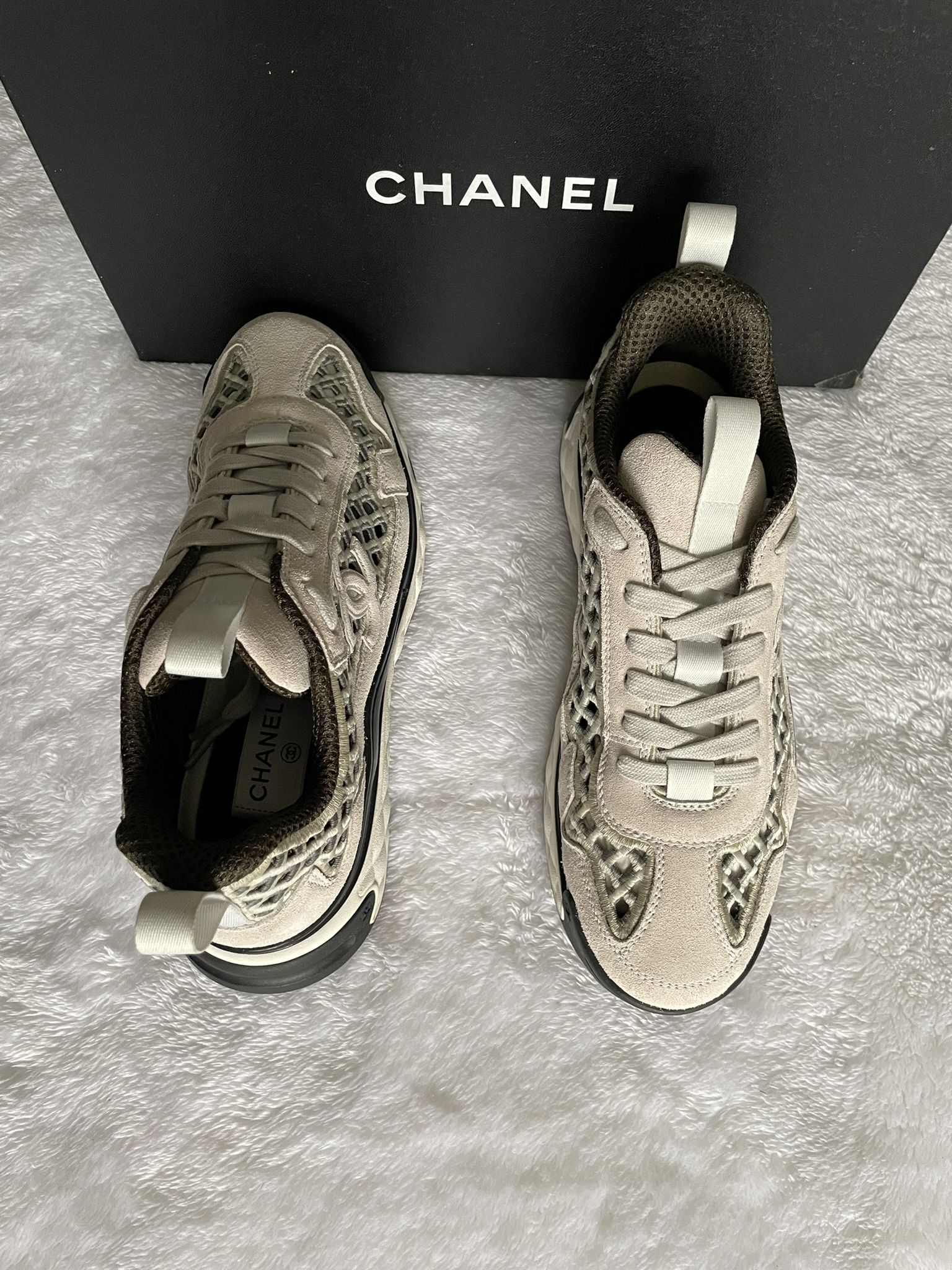 Chanel Suede Calfskin Sneaker 'Grey/Black'