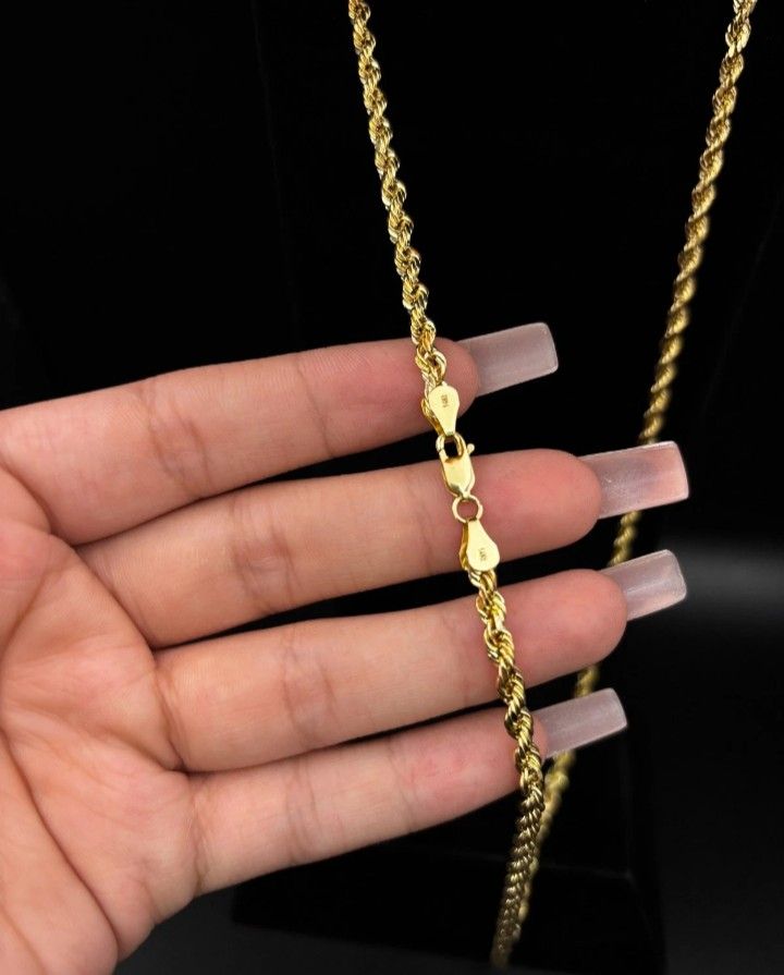 14k Solid Gold Rope Chain 22' Inches 4mm