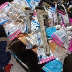 Two Aluminum Pipe Wrenches