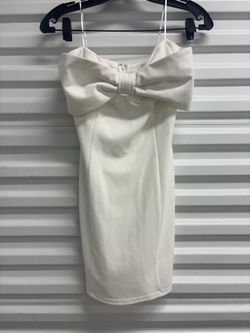 12th Tribe Womens White Solid Sweetheart Bow Spaghetti Strap Mini Dress S