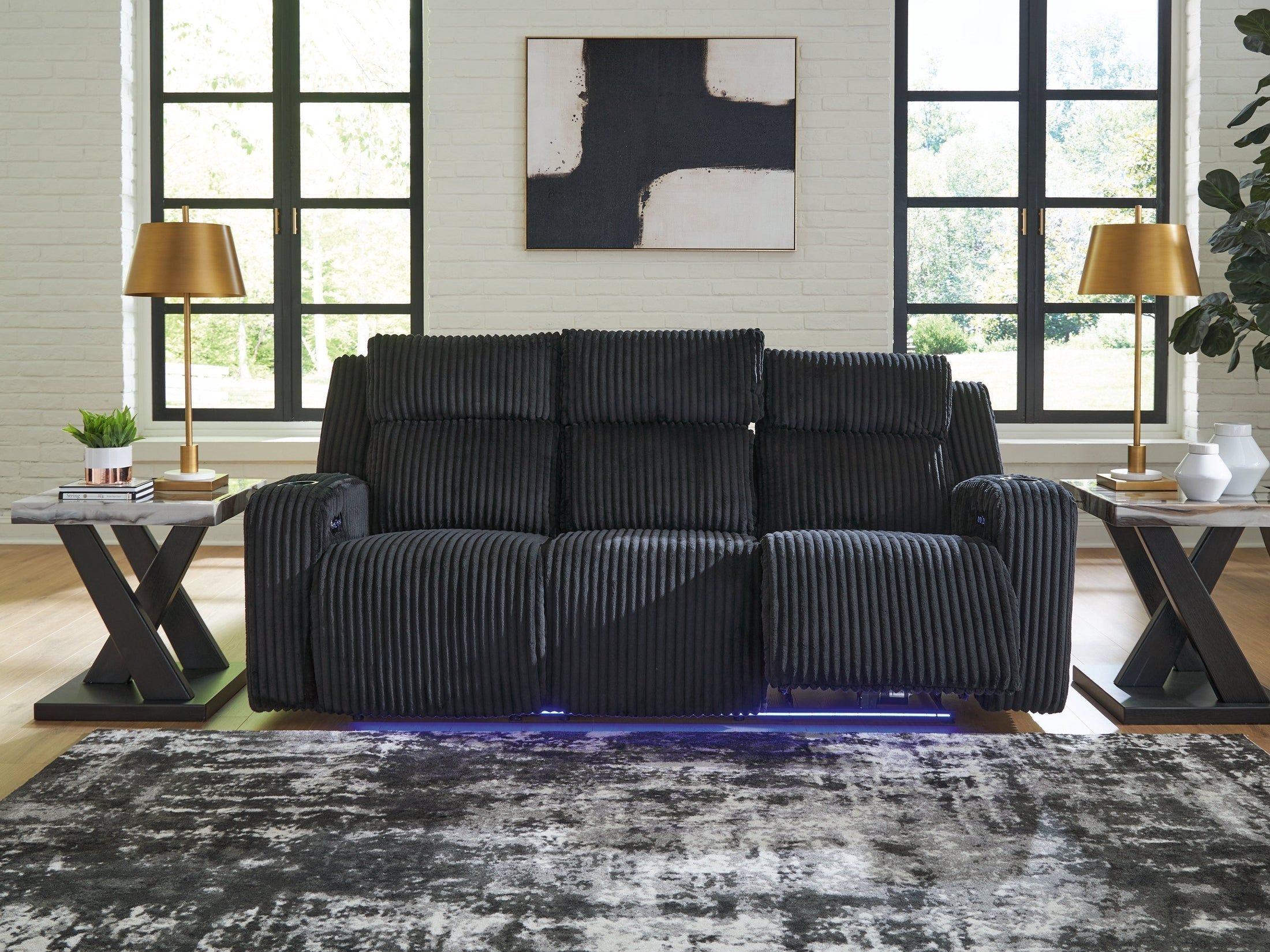 TwinBrooke Black Dual Power Reclining Sofa
