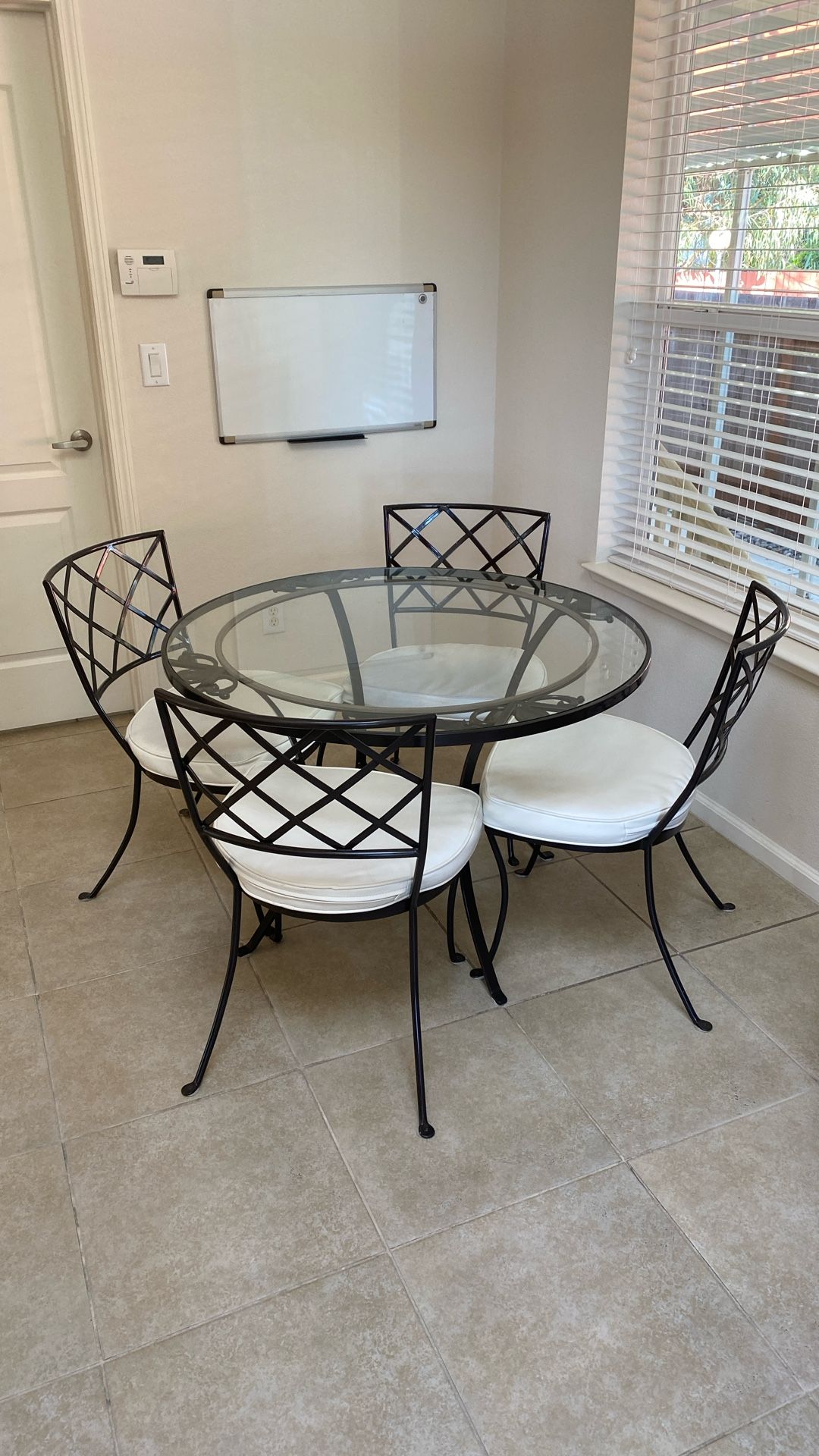 Glass Kitchen Table with 4 Chairs