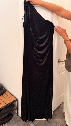 Calvin Klein Black Glitter One-Shoulder Maxi Dress