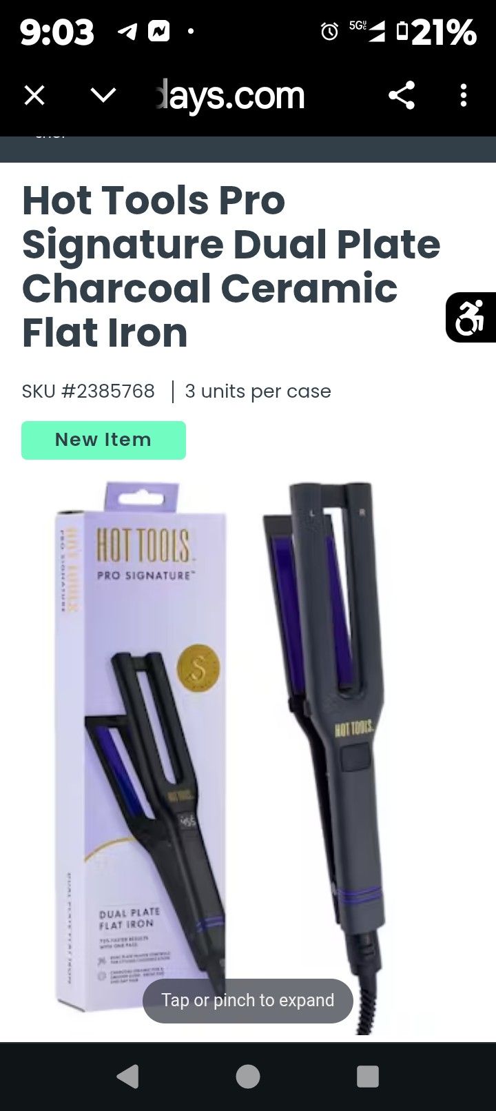 Hot Tools Pro Signature Dual Plate Charcoal Ceramic Flat Iron $75 Ono