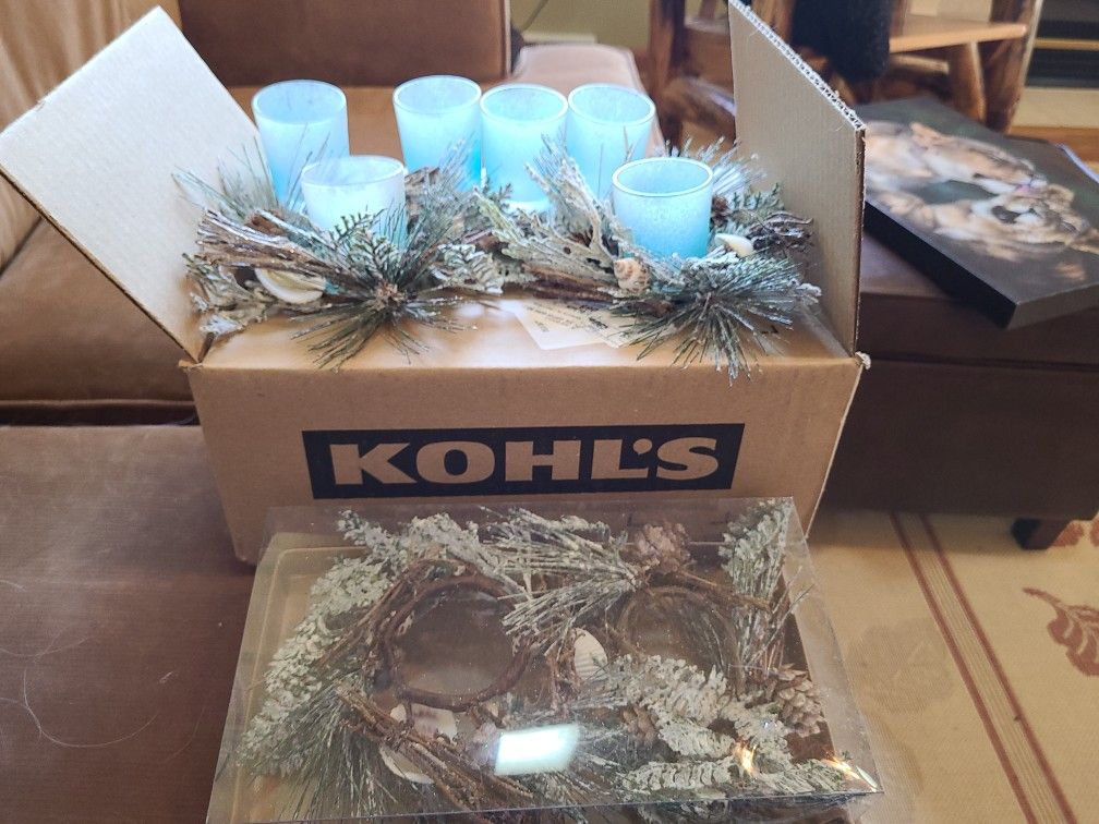 Set Of 6 Sea Shell Votive Greenery With Votives