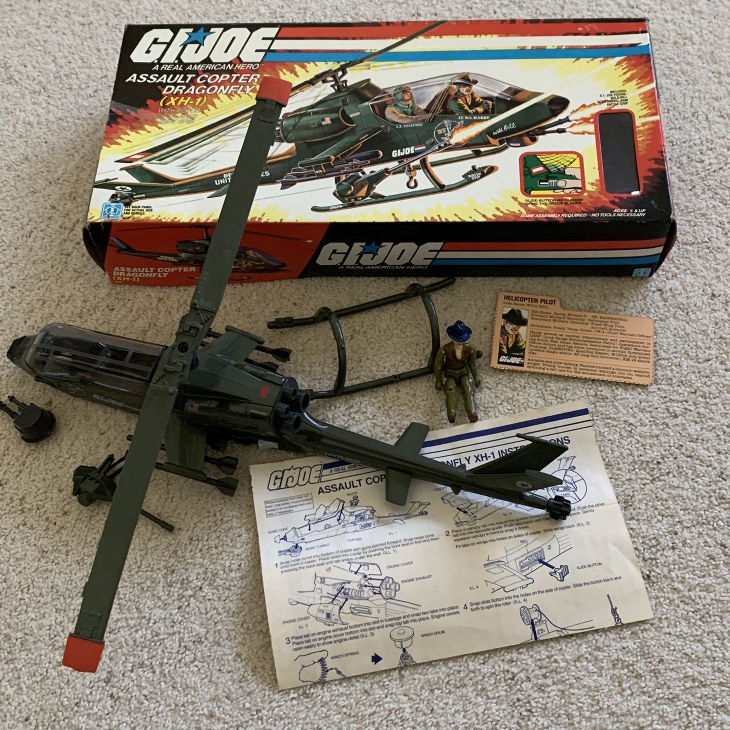 GI JOE ASSAULT COPTER DRAGONFLY (XH-1) #6025 from 1983—COMPLETE