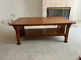 Mission-Style Solid Wood Coffee Table with Lower Shelf