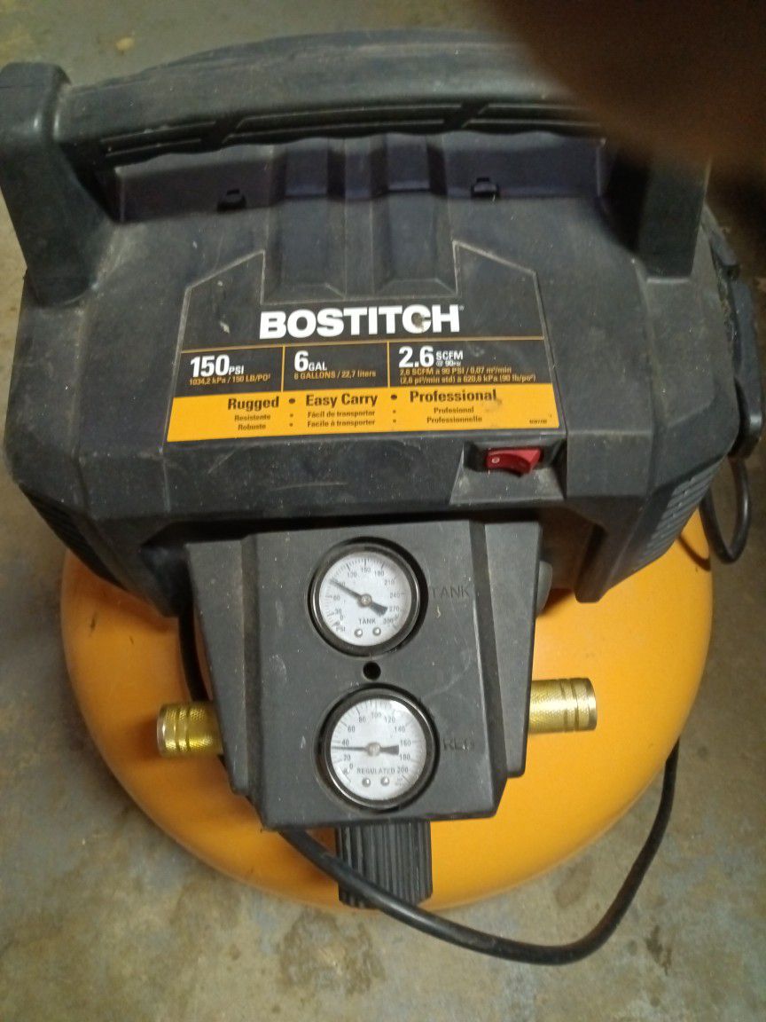 Bostitch 6 Gallon 150 Psi Pancake Compressor.