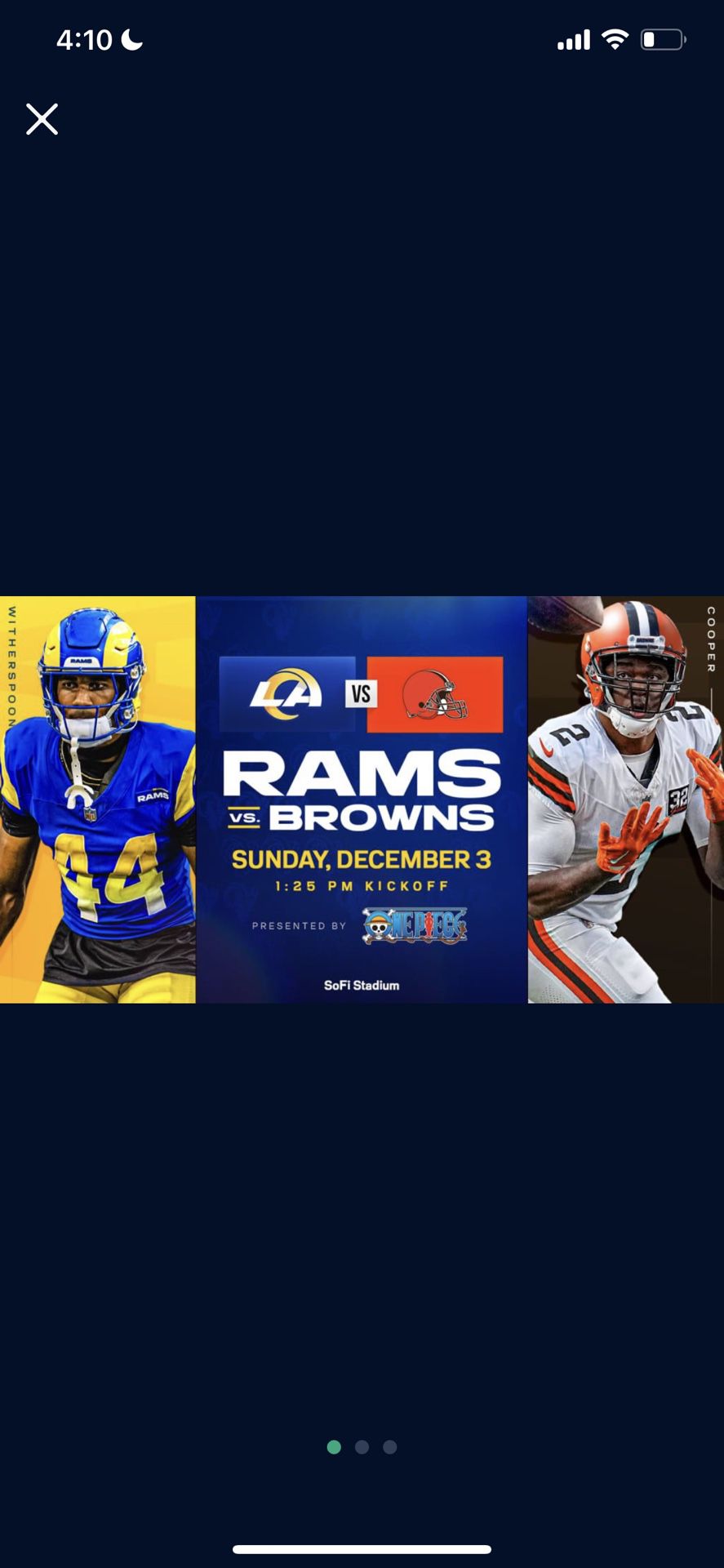 LA Rams vs Browns $30 EACH