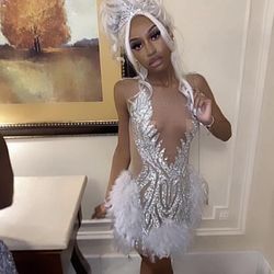 Silver mini mesh dress size 0-2 xs