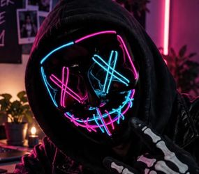 LED Neon Light-Up Halloween Purge Mask
