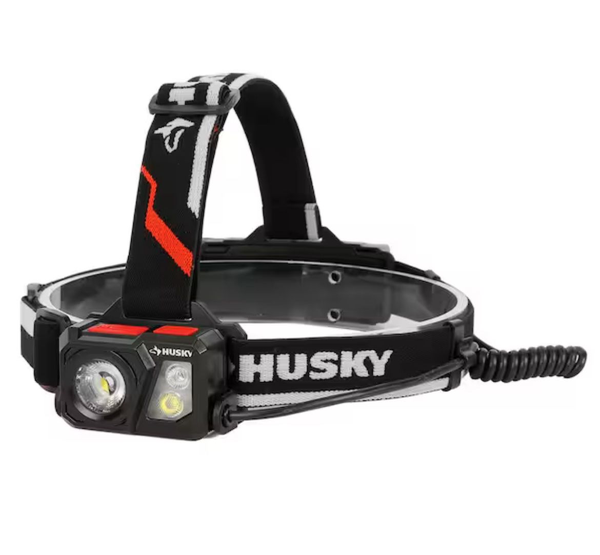 Husky 1000 Lumens Dual Power Compact Rechargeable Headlamp