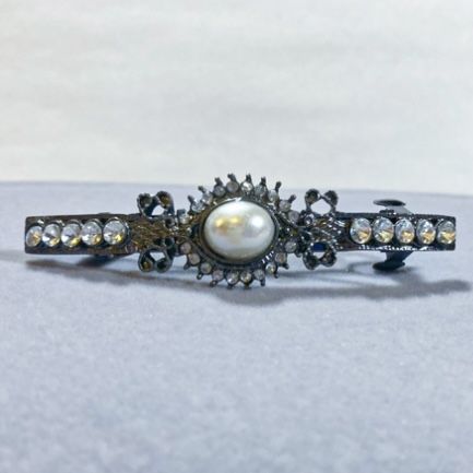 Silver Hair Barrette with Pearl