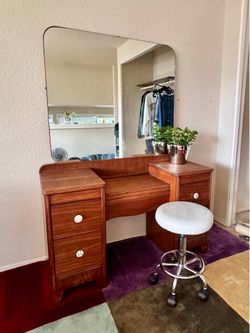 Vintage Cherry  MCM / Art Deco Vanity ~ Real Wood!