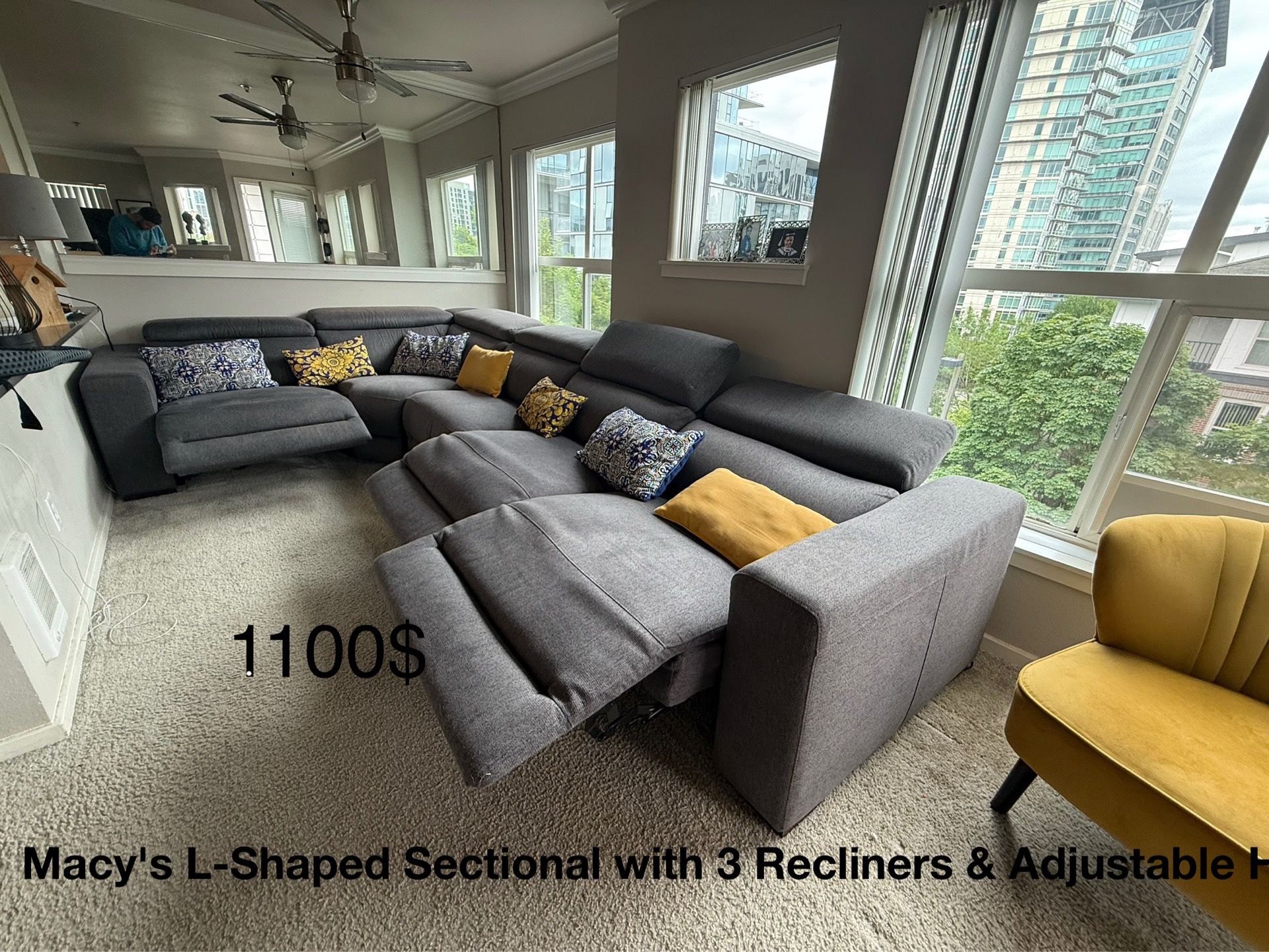 Macy's L-Shaped Reclining Sectional Sofa