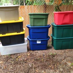 10 Assorted Size Plastic Storage Containers Bins 