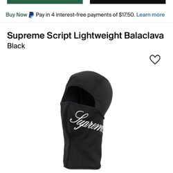 Supreme Black Script Lightweight Balaclava 
