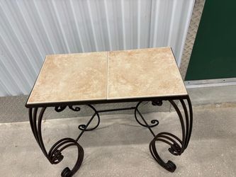 Wrought Iron  entryway table with ceramic top 24” wide , 12” depth , 29 “ high $50