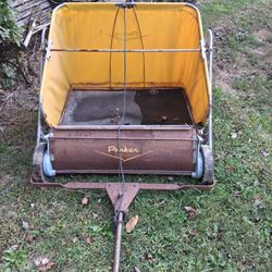 Parker Trailette TE-7736 Lawn Sweeper with yellow canvas  collection bag