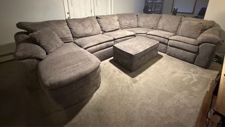 Grey Sectional Couch with Matching storage ottoman