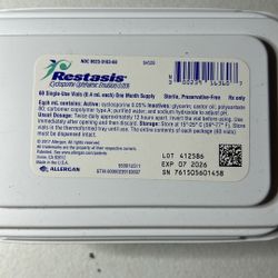 Restasis Eye Drops 60 Single Use Vials Expire 7/2026