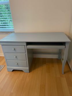 Solid Wood Stanley French Blue Painted Desk with Keyboard Drawer