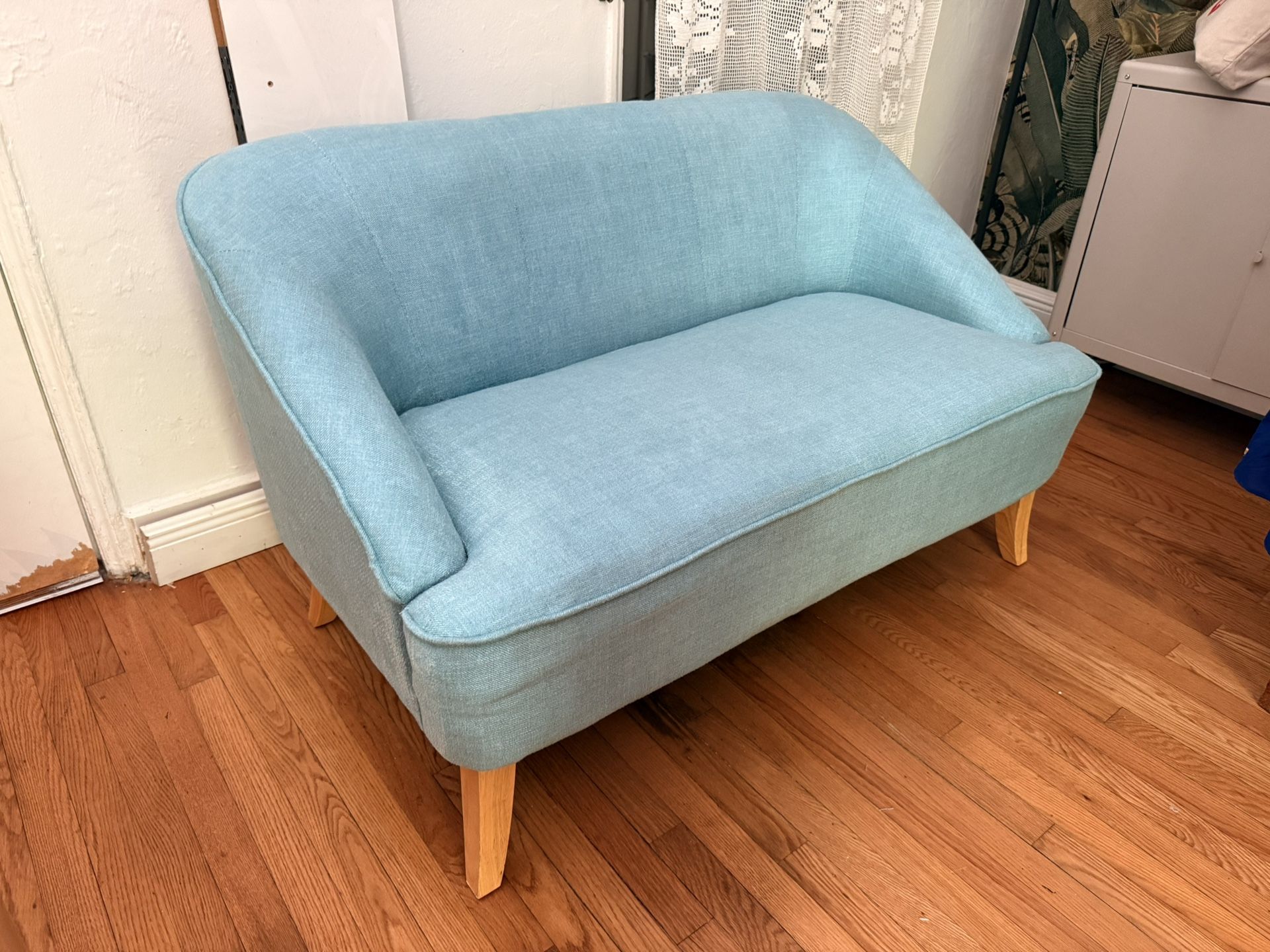 Small Couch , Love Seat In Teal Fabric