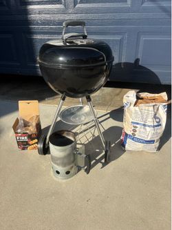 Weber Charcoal Grill + chimney + charcoal + starters