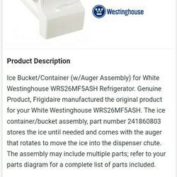 White Westinghouse Ice Bucket/ Container 