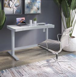 Tresanti Adjustable Height Sit Stand Tech Desk White