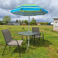 Table Umbrella And 2 Chairs